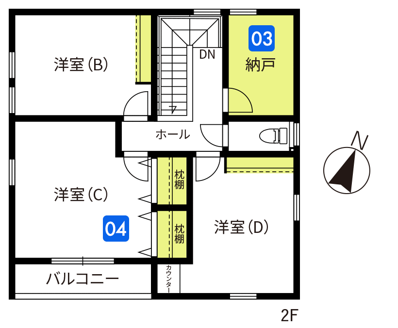 7号地　間取り図2階