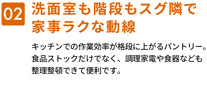 02　洗面室も階段もスグ隣で家事ラクな動線